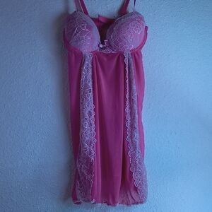 Pink Lace Trim Chemise